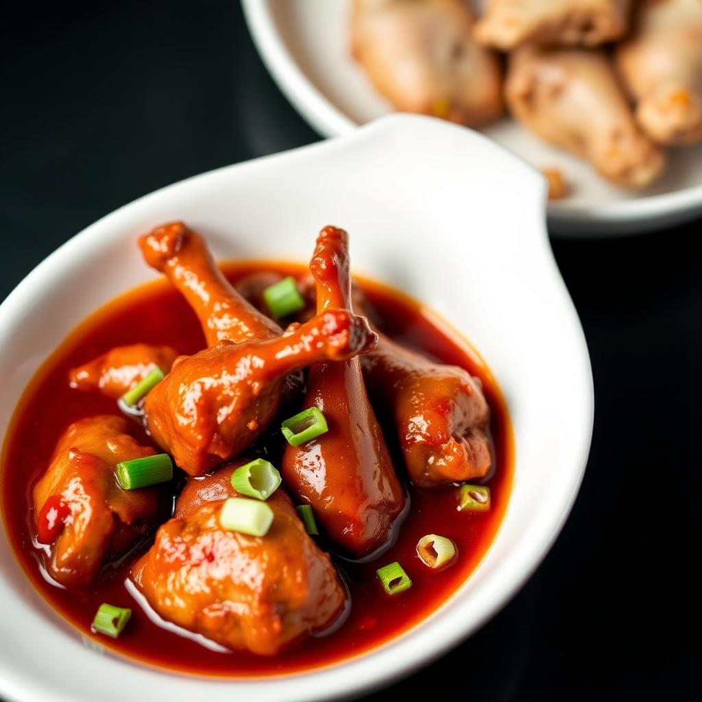 Menu Mie Gacoan Ceker Ayam — Ceker ayam pedas dengan saus cabai merah kental.