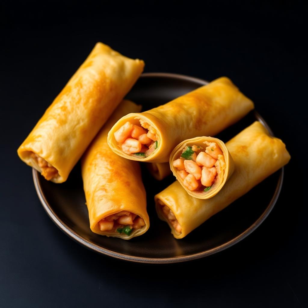 Menu Mie Gacoan Lumpia Udang — Lumpia udang renyah keemasan dengan isian udang juicy.