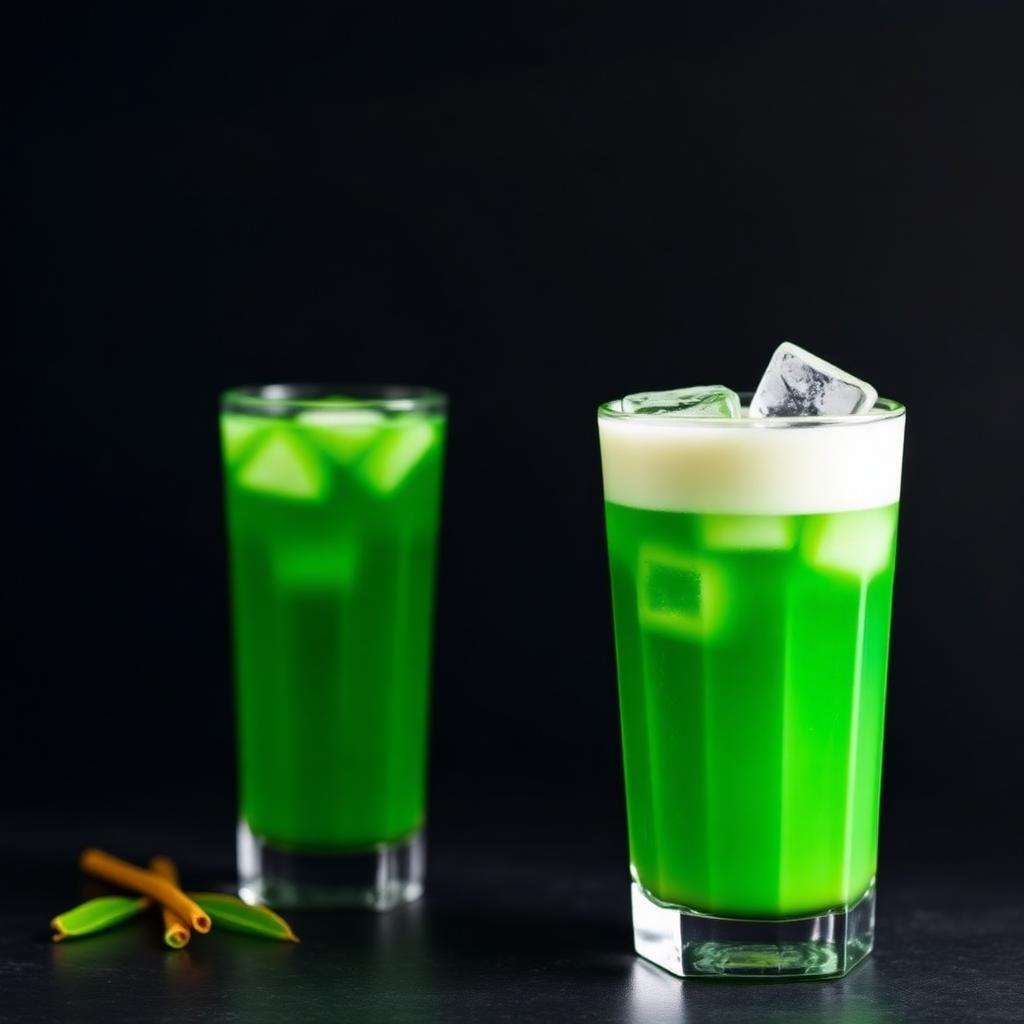 Menu Mie Gacoan Teh Hijau Thailand — Thai green tea dengan lapisan krim susu yang segar.